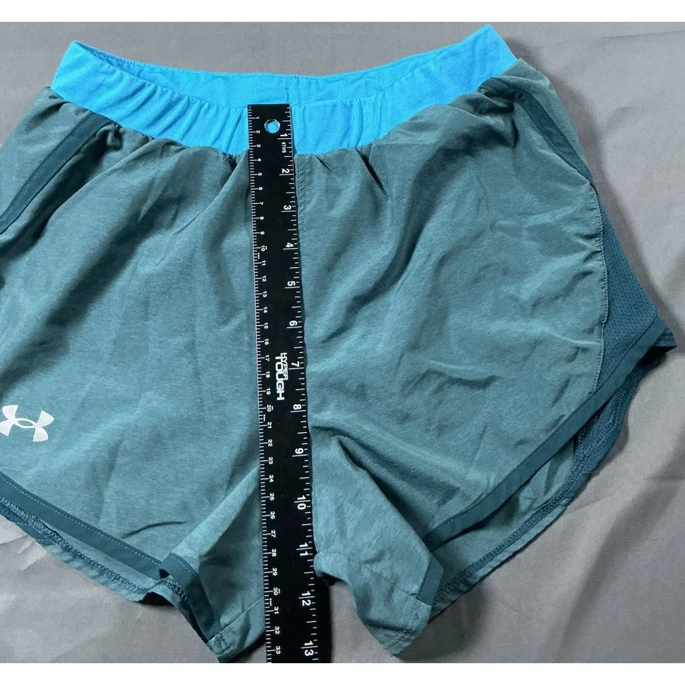 Under Armour Womens Fly By HeatGear Running Shorts Teal Blue Small Loose Fit